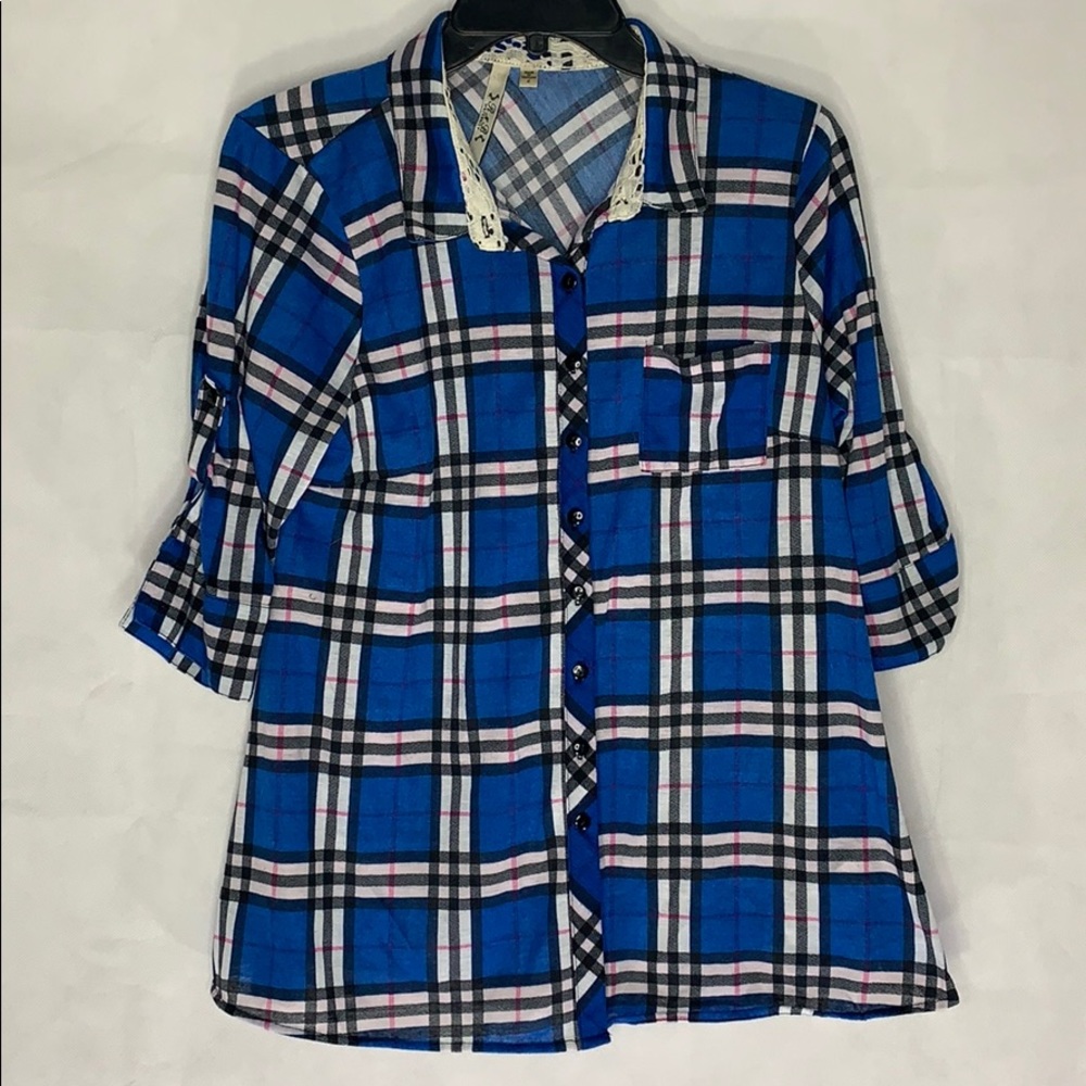 R N B maternity plaid style women shirt size L